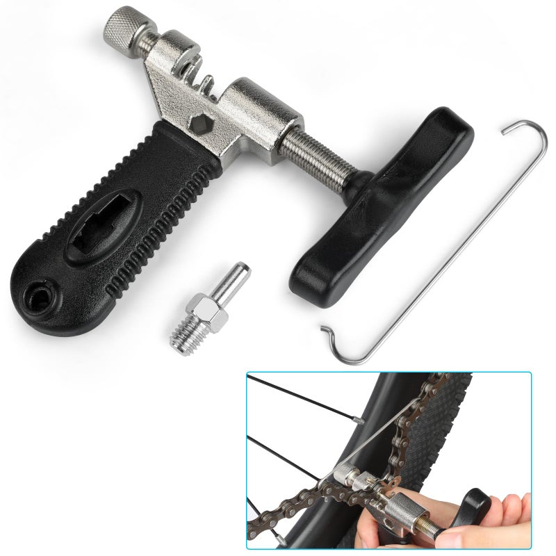 A AKRAF Bike Chain Repair Tool kit - Bicycle Chain Breaker Tool, Master Link Pliers, Chain Wear Checker for 7-11 and Single Speed Chains (Silver) - Image 4